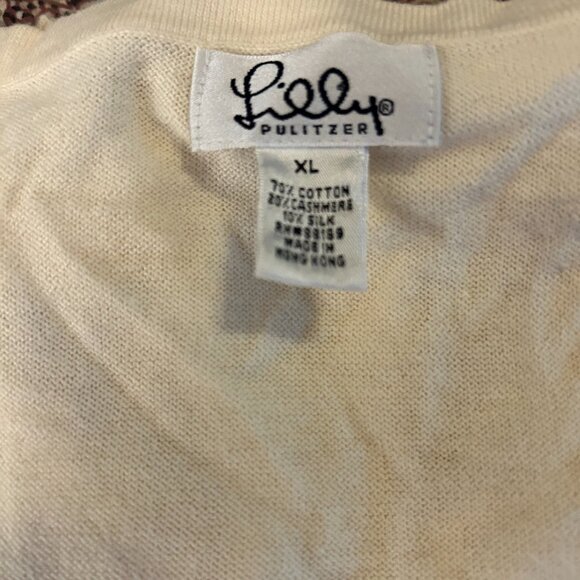 Lilly Pulitzer Cashmere Cotton Silk Blend Cardigan Sweater - Color: Coconut - Picture 6 of 7
